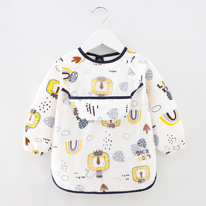 Waterproof Cotton Bib for Kids - Long Sleeve Feeding Apron